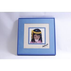 DeGrazia, Cross Stitch, Framed, 14x13", Art, Southwest, Native American, Crafts